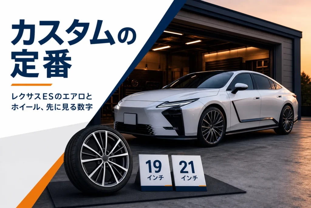 レクサスESのエアロとホイールのカスタムを紹介するアイキャッチ