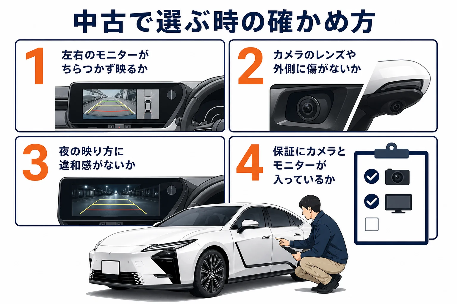 デジタルアウターミラー付きの中古ESを選ぶ時の確かめ方の図解