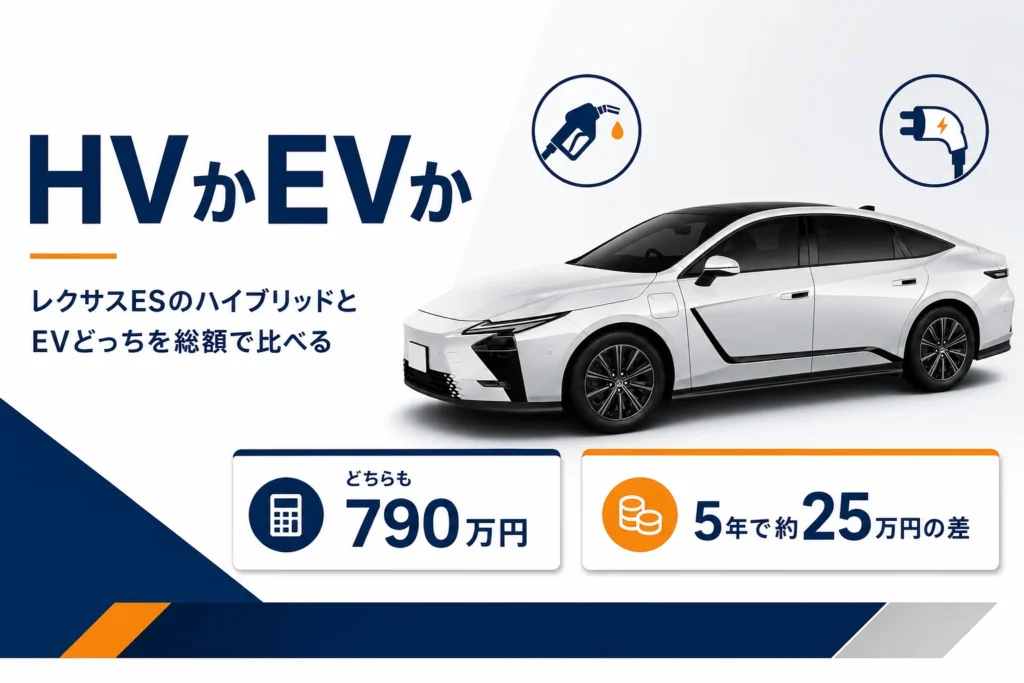 レクサスESのハイブリッドとEVを価格と維持費で比べるアイキャッチ