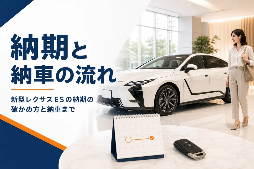 新型レクサスESの納期と納車までの流れを示したアイキャッチ